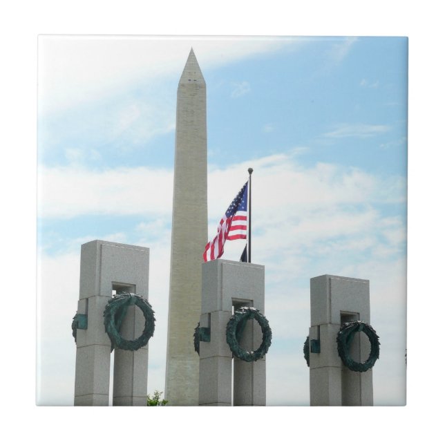 Washington Monument and WWII Memorial in DC Tile (Front)