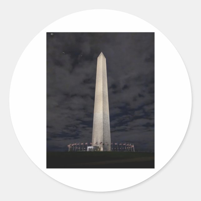 Washington Monument At Night Sticker  (Front)