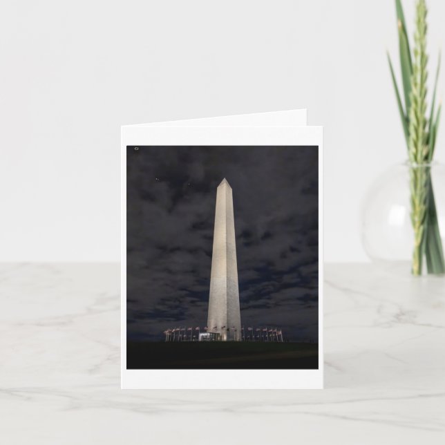 Washington Monument At Night Sticker  Card (Front)