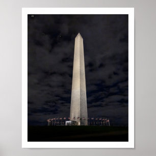 Washington Monument At Night Sticker Poster