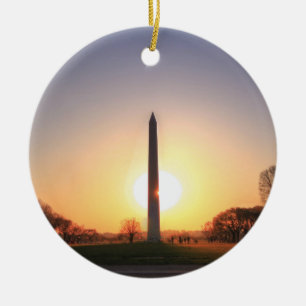 Washington Monument at Sunset Ceramic Tree Decoration