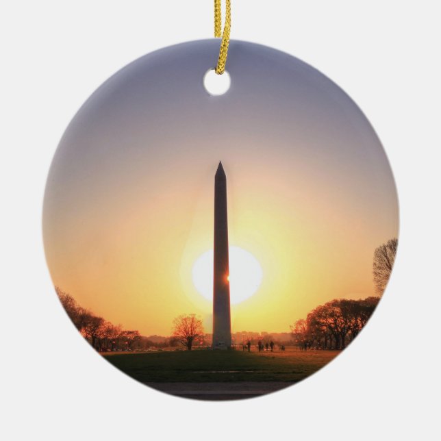 Washington Monument at Sunset Ceramic Tree Decoration (Front)