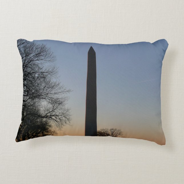 Washington Monument at Sunset in DC Decorative Cushion (Back)