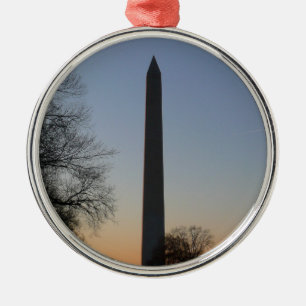 Washington Monument at Sunset in DC Metal Tree Decoration
