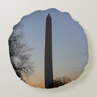 Washington Monument at Sunset in DC Round Cushion