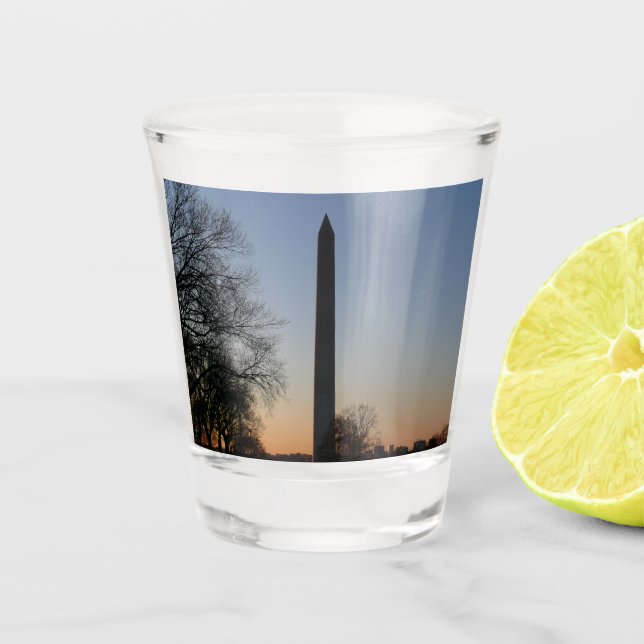 Washington Monument at Sunset in DC Shot Glass (Front)