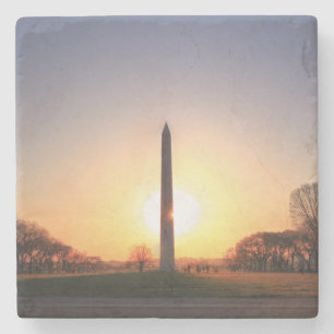 Washington Monument at Sunset Stone Coaster