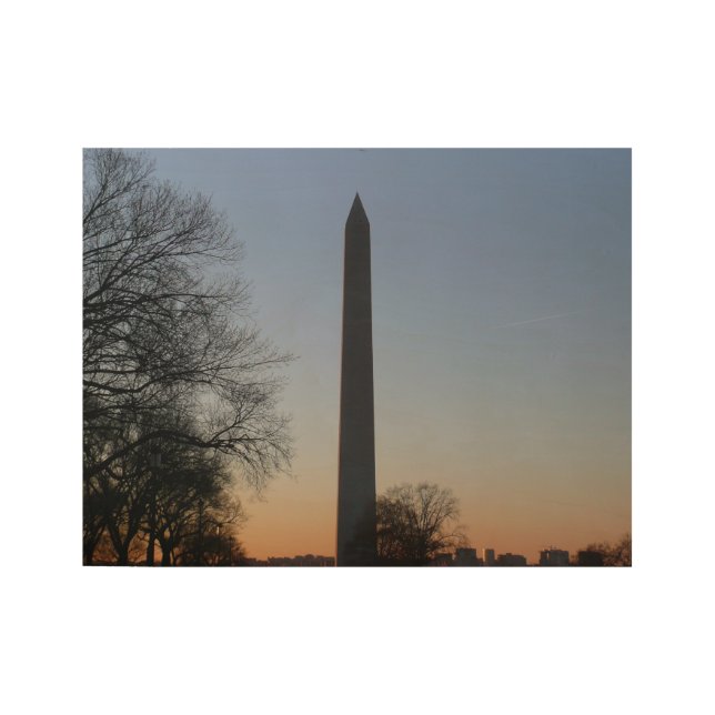 Washington Monument at Sunset Wood Poster (Front)