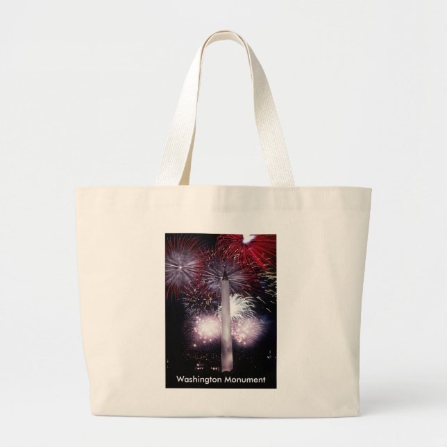 Washington Monument Fireworks Large Tote Bag (Front)
