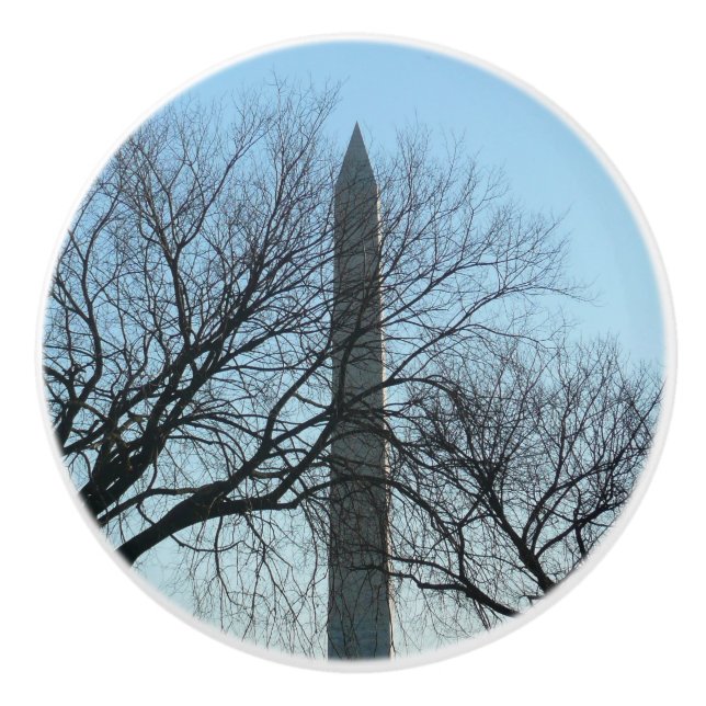 Washington Monument in Winter I Landscape Ceramic Knob (Front)