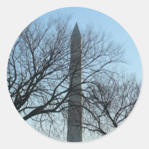 Washington Monument in Winter I Landscape Classic Round Sticker