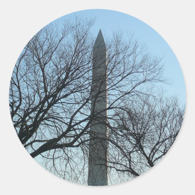 Washington Monument in Winter I Landscape Classic Round Sticker (Front)