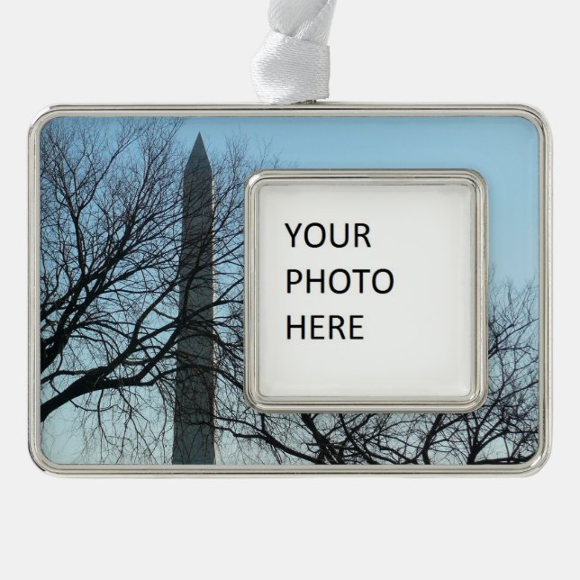 Washington Monument in Winter I Landscape Silver Plated Framed Ornament (Front)