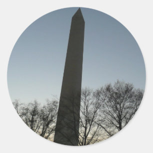 Washington Monument in Winter II Landscape Classic Round Sticker