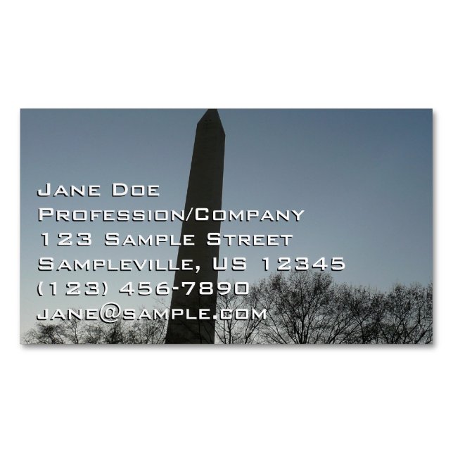 Washington Monument in Winter II Landscape Magnetic Business Card (Front)