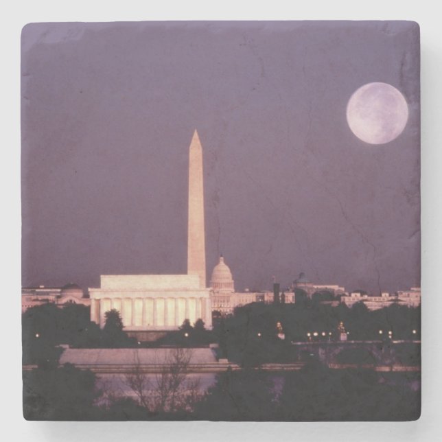 Washington Monument, the Capitol and Jefferson Stone Coaster (Front)