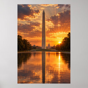 Washington Monument Washington DC Cinematic Sunset Poster