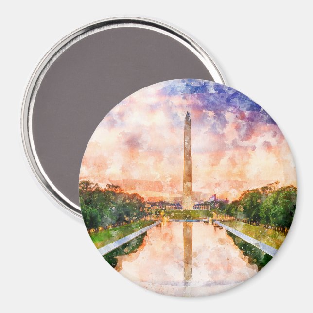 Washington Monument watercolor during sunset Magnet (Front/Back)