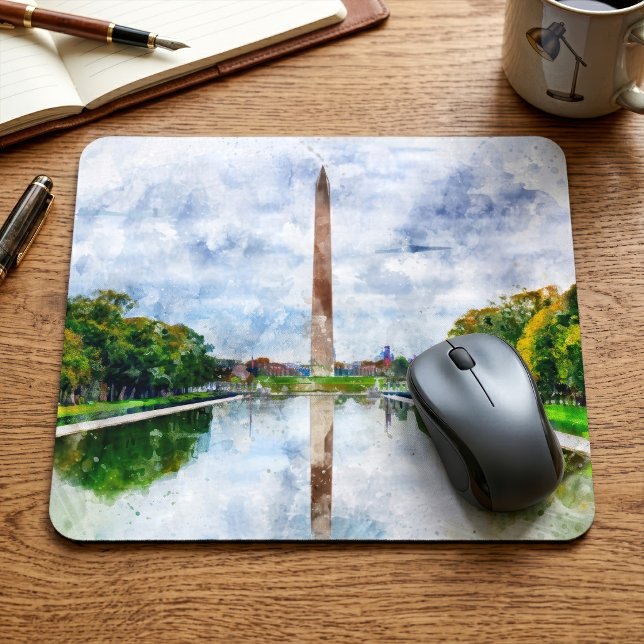 Washington Monument Watercolor with Reflection Mouse Pad (Washington Monument Watercolor with Reflection. Mouse Pad)