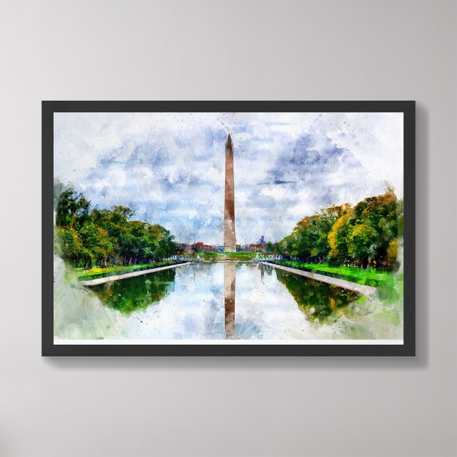 Washington Monument watercolor with reflection Photo Print (Creator Uploaded)