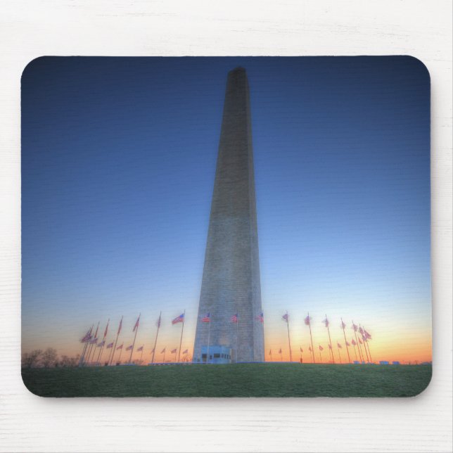Washington Monument with Orange Sunset Mouse Pad (Front)