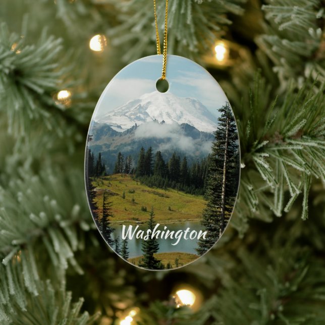 Washington Mount Rainier Holiday Ceramic Tree Decoration (Tree)