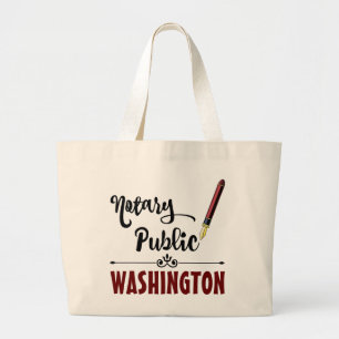Washington Notary Public Ink Pen Large Tote Bag