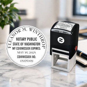 Washington Notary Public Round Self-inking Stamp