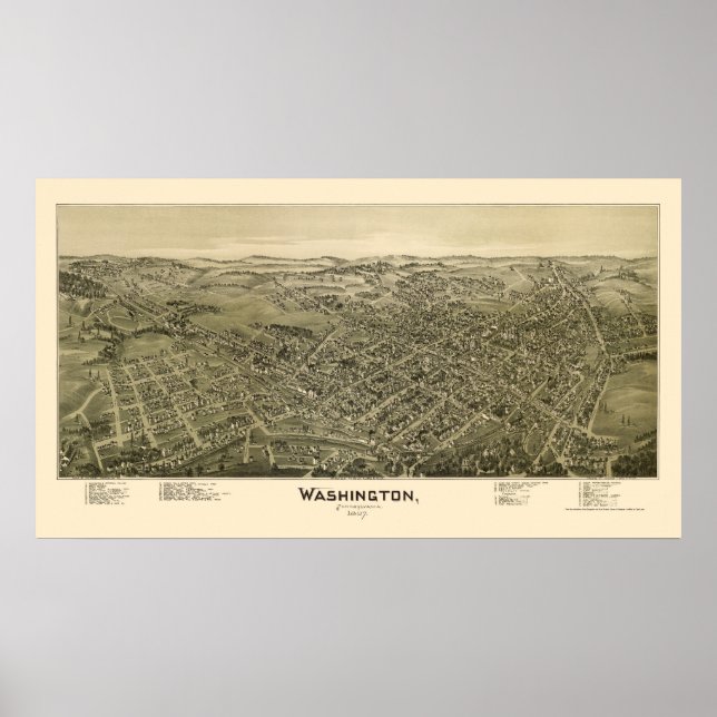 Washington, PA Panoramic Map - 1897 Poster (Front)