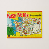 Washington Postcard Map Jigsaw Puzzle