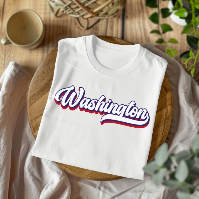 Washington Red White & Blue Vintage Script T-Shirt (Creator Uploaded)
