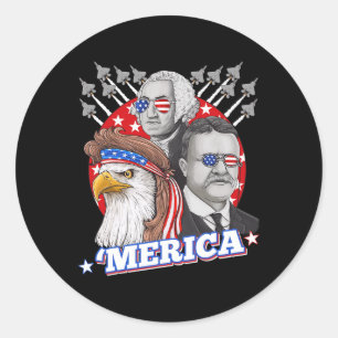 Washington Roosevelt Bald Eagle 4th Of July Patrio Classic Round Sticker