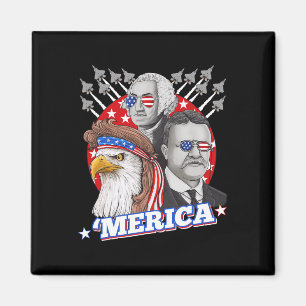 Washington Roosevelt Bald Eagle 4th Of July Patrio Magnet
