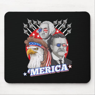 Washington Roosevelt Bald Eagle 4th Of July Patrio Mouse Pad