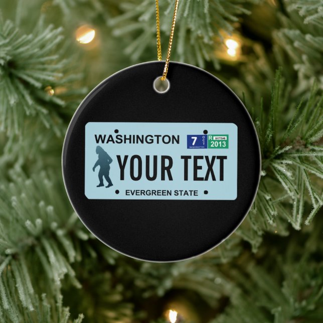Washington Sasquatch License Plate Ceramic Tree Decoration (Tree)