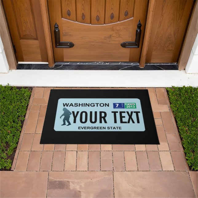 Washington Sasquatch License Plate Doormat (Outdoor)