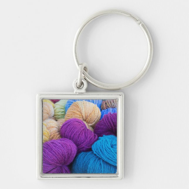 Washington, Seabeck. Balls of colourful yarn Key Ring (Front)