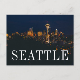 Washington   Seattle at Night Postcard