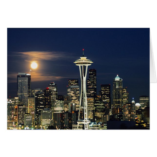 Washington, Seattle, Skyline at night from Kerry 1 (Front Horizontal)