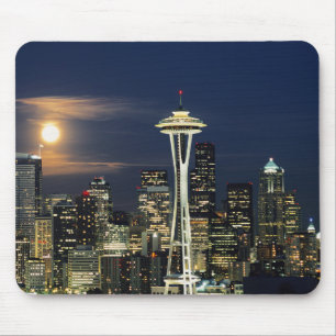 Washington, Seattle, Skyline at night from Kerry 1 Mouse Pad