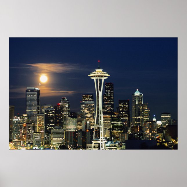 Washington, Seattle, Skyline at night from Kerry 1 Poster (Front)