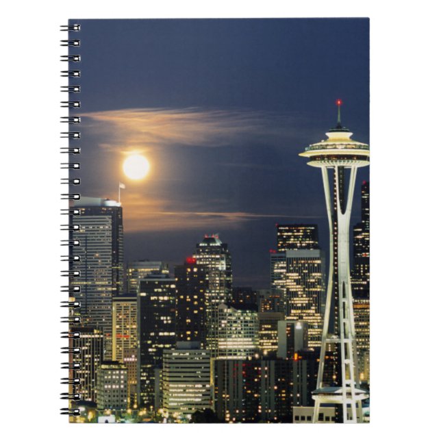 Washington, Seattle, Skyline at night from Kerry 1 Spiral Notebook (Front)