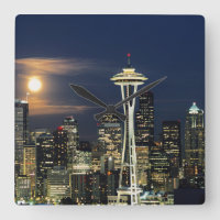 Washington, Seattle, Skyline at night from Kerry 1