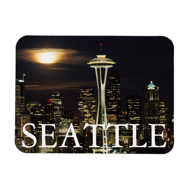 Washington, Seattle, Skyline at night from Kerry 2 Magnet (Horizontal)