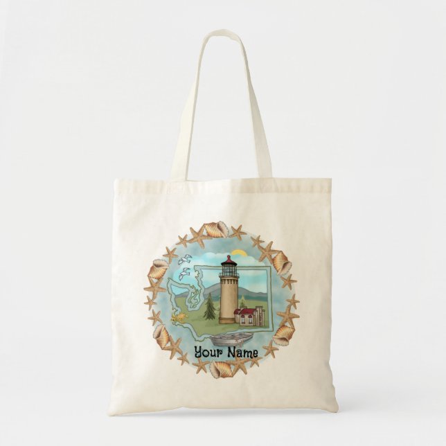 Washington Shells Lighthouse  Tote Bag (Front)