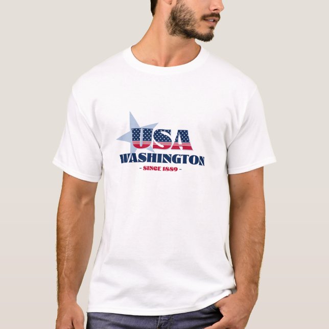 Washington Since 1889 Blue Star T-Shirt (Front)
