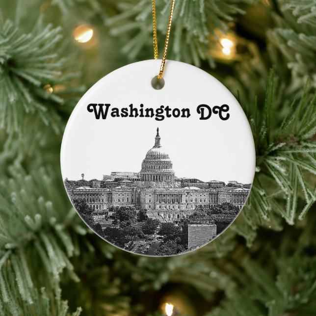 Washington Skyline Etched Ceramic Tree Decoration (Tree)