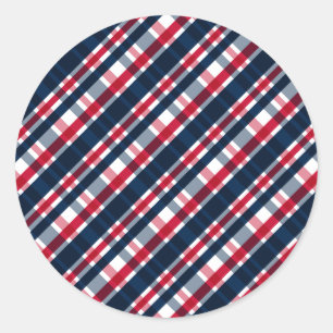 Washington Sports Fan Blue White Red Plaid Classic Round Sticker