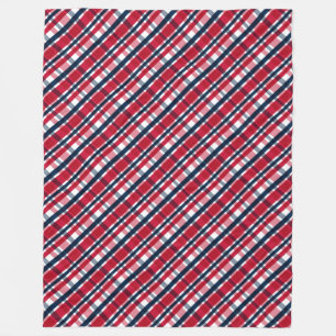 Washington Sports Fan Red White Blue Plaid Fleece Blanket