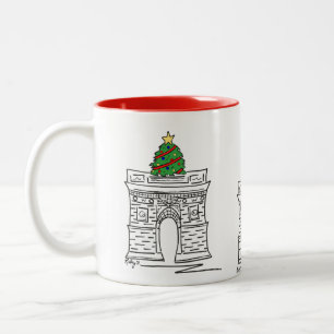 Washington Square Arch NYC Christmas Tree New York Two-Tone Coffee Mug